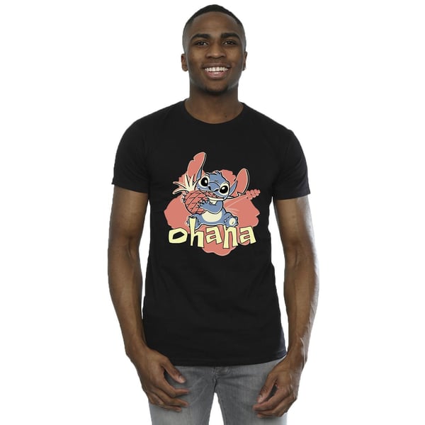 Disney Mens Lilo And Stitch Ohana Pineapple T-Shirt