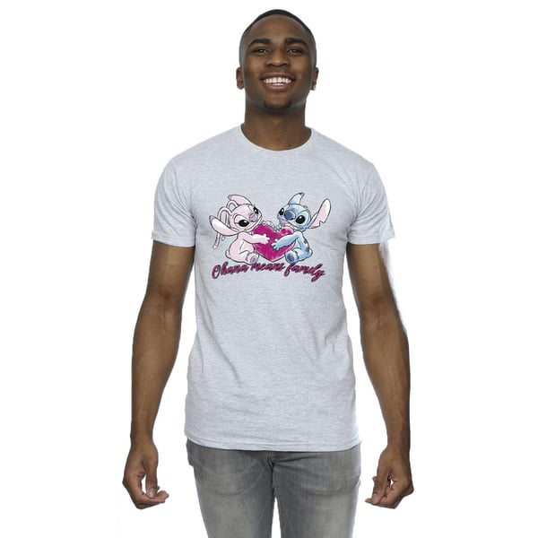 Disney Mens Lilo And Stitch Ohana Heart With Angel T-Shirt