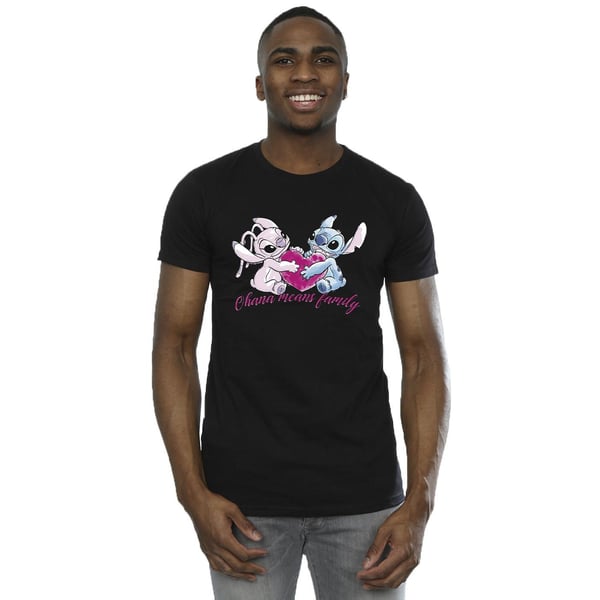 Disney Mens Lilo And Stitch Ohana Heart With Angel T-Shirt