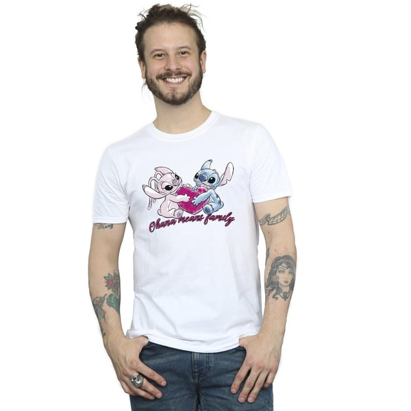 Disney Mens Lilo And Stitch Ohana Heart With Angel T-Shirt