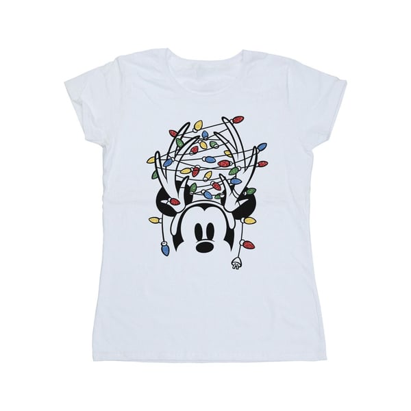 Disney Womens/Ladies Mickey Mouse Christmas Head Lights Cotton T-Shirt