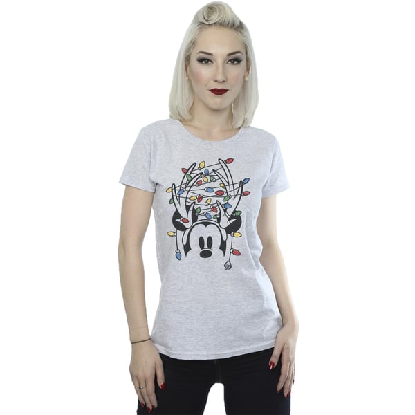 Disney Womens/Ladies Mickey Mouse Christmas Head Lights Cotton T-Shirt
