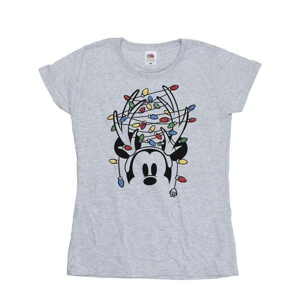Disney Womens/Ladies Mickey Mouse Christmas Head Lights Cotton T-Shirt
