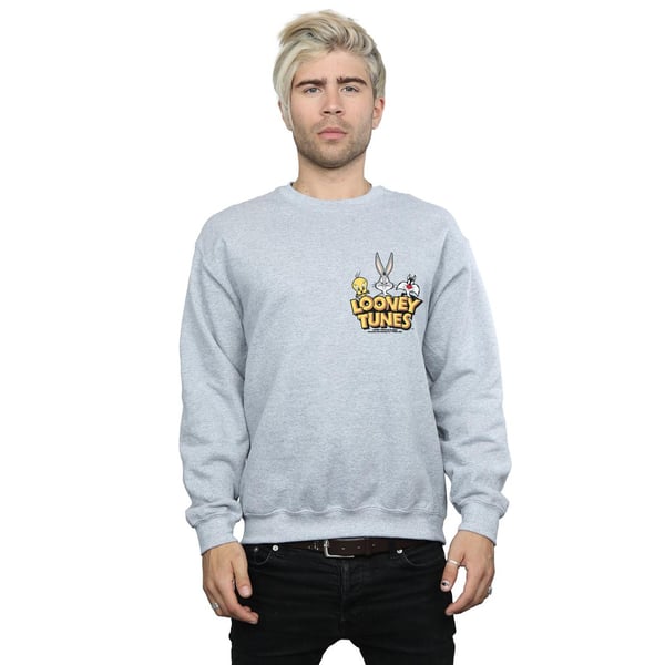 Looney Tunes Mens Group Faux Pocket Sweatshirt