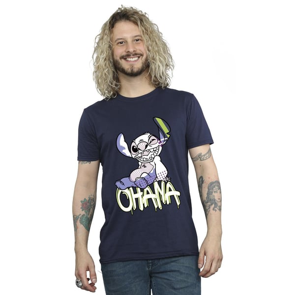 Disney Mens Lilo And Stitch Ohana Graffiti T-Shirt