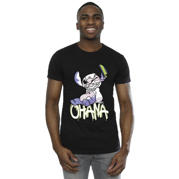 Disney Mens Lilo And Stitch Ohana Graffiti T-Shirt
