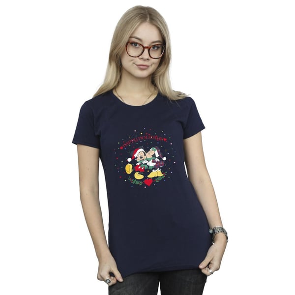 Disney Womens/Ladies Mickey Mouse Mickey Minnie Christmas Cotton T-Shirt
