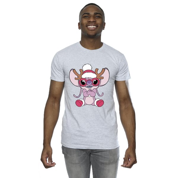 Disney Mens Lilo & Stitch Angel Reindeer T-Shirt
