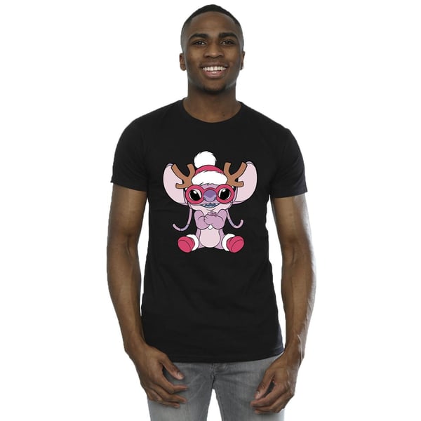 Disney Mens Lilo & Stitch Angel Reindeer T-Shirt