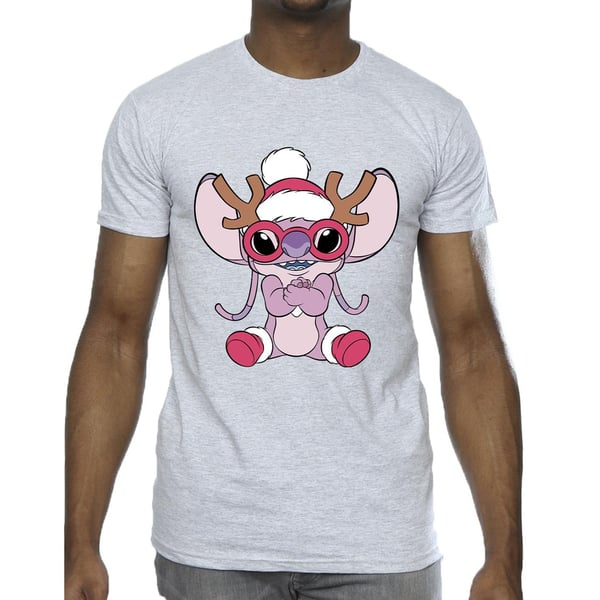 Disney Mens Lilo & Stitch Angel Reindeer T-Shirt