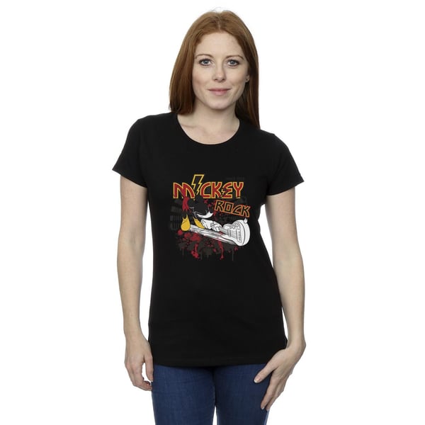 Disney Womens/Ladies Mickey Mouse Smash Guitar Rock Cotton T-Shirt