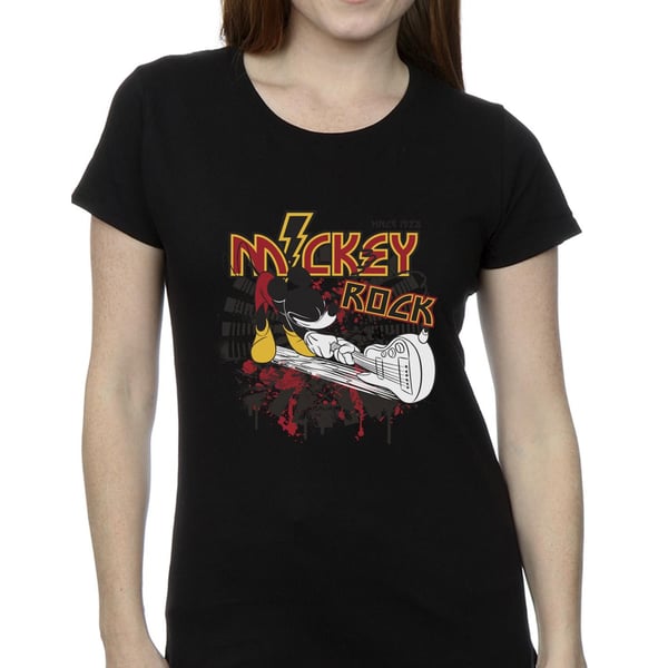 Disney Womens/Ladies Mickey Mouse Smash Guitar Rock Cotton T-Shirt