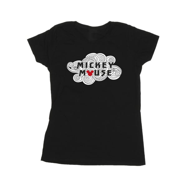 Disney Womens/Ladies Mickey Mouse Swirl Logo Cotton T-Shirt