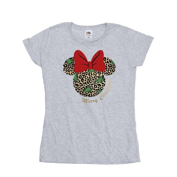 Disney Womens/Ladies Minnie Mouse Leopard Christmas Cotton T-Shirt