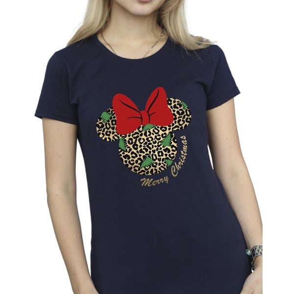 Disney Womens/Ladies Minnie Mouse Leopard Christmas Cotton T-Shirt
