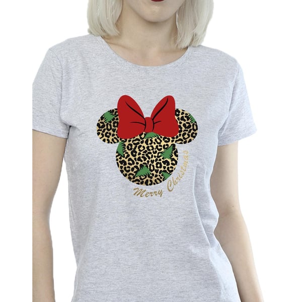 Disney Womens/Ladies Minnie Mouse Leopard Christmas Cotton T-Shirt