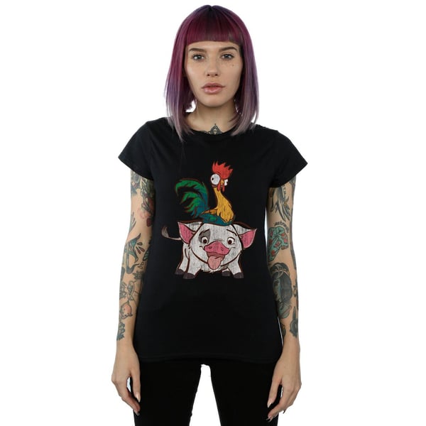 Disney Womens/Ladies Moana Hei Hei And Pua Cotton T-Shirt