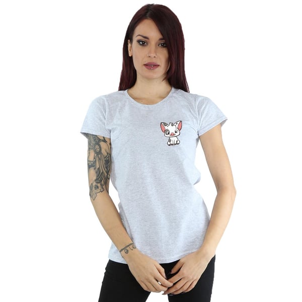 Disney Womens/Ladies Moana Pua The Pig Breast Print Cotton T-Shirt