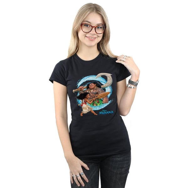 Disney Womens/Ladies Moana And Maui Wave Cotton T-Shirt