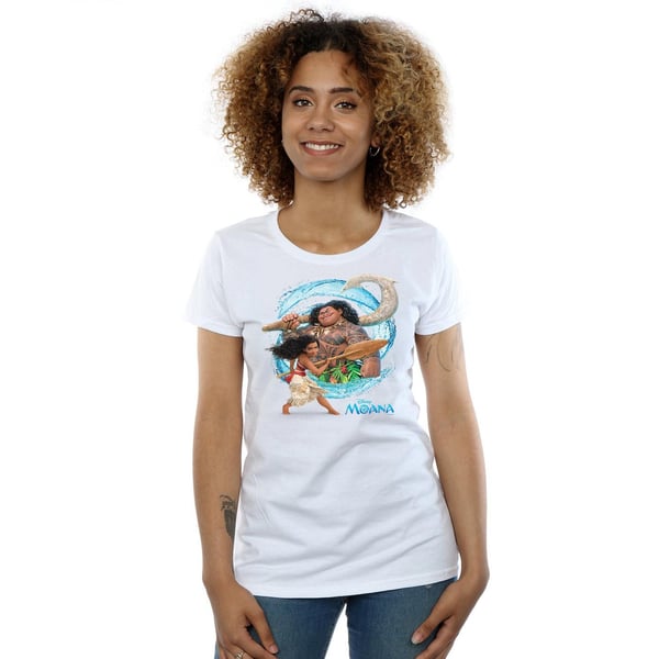 Disney Womens/Ladies Moana And Maui Wave Cotton T-Shirt