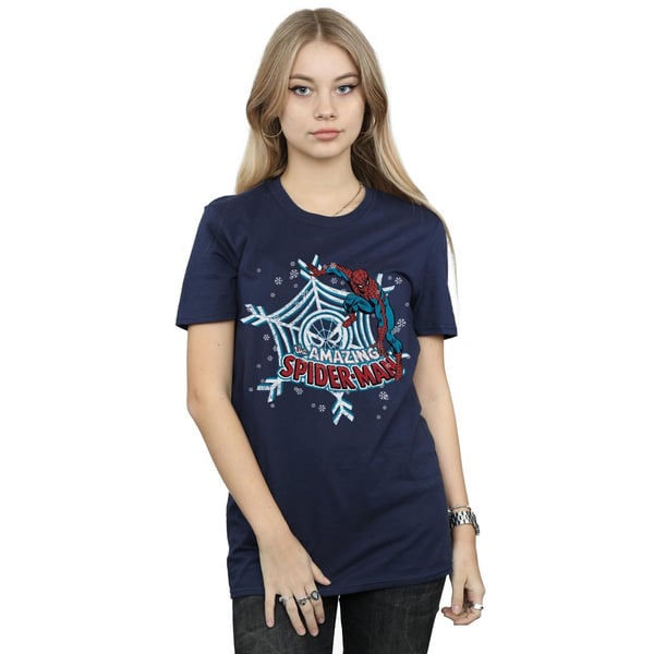 Marvel Womens/Ladies Spider-Man Christmas Cotton Boyfriend T-Shirt