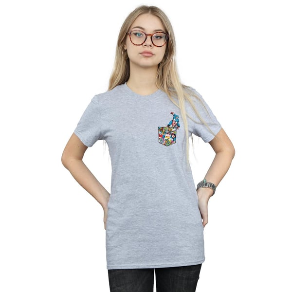 Marvel Womens/Ladies Captain America Faux Pocket Cotton Boyfriend T-Shirt
