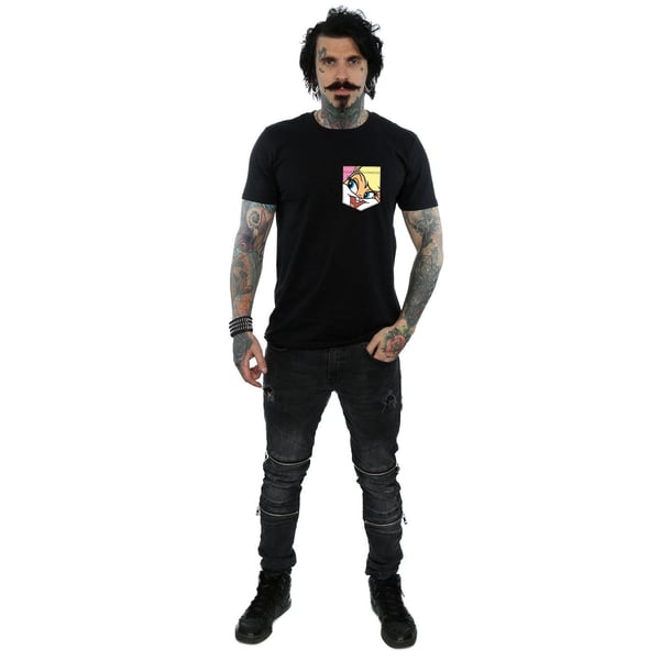 Looney Tunes Mens Lola Bunny Face Faux Pocket T-Shirt
