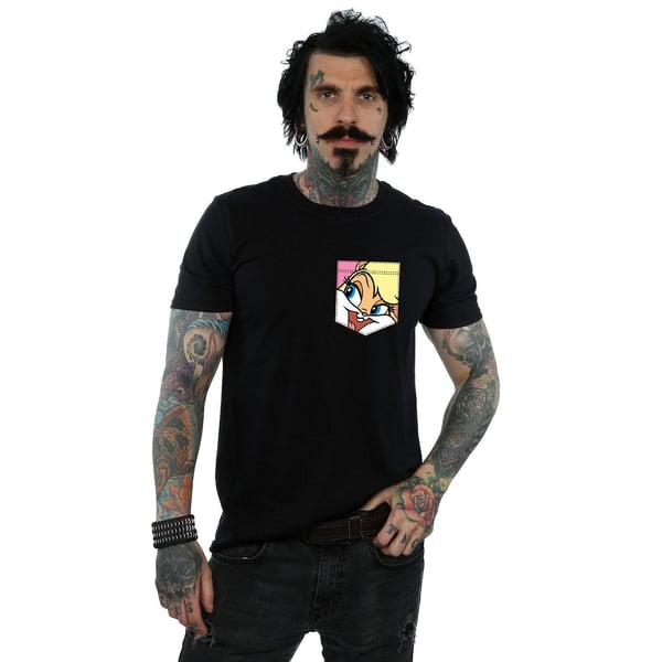 Looney Tunes Mens Lola Bunny Face Faux Pocket T-Shirt