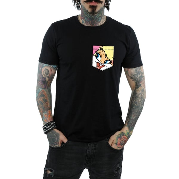 Looney Tunes Mens Lola Bunny Face Faux Pocket T-Shirt