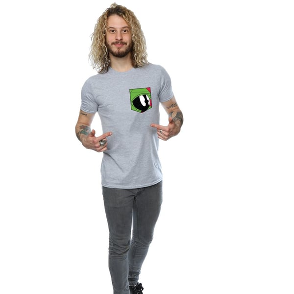 Looney Tunes Mens Marvin The Martian Face Faux Pocket T-Shirt