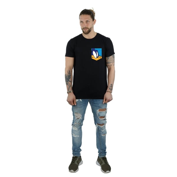 Looney Tunes Mens Road Runner Face Faux Pocket T-Shirt