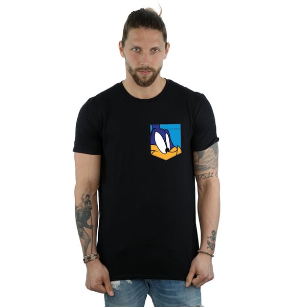 Looney Tunes Mens Road Runner Face Faux Pocket T-Shirt
