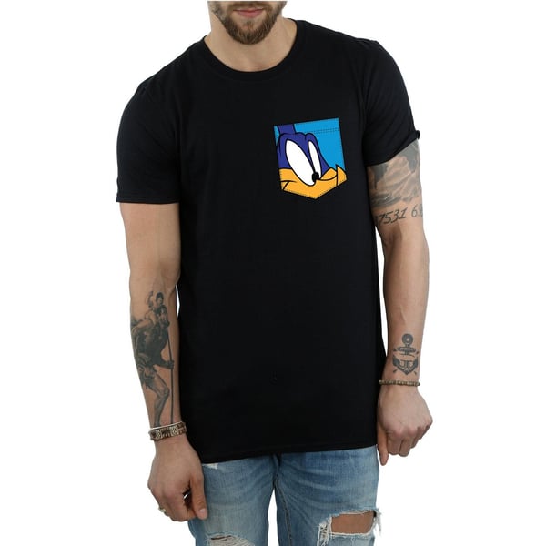 Looney Tunes Mens Road Runner Face Faux Pocket T-Shirt