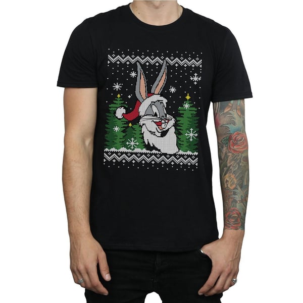 Looney Tunes Mens Bugs Bunny Christmas Fair Isle T-Shirt