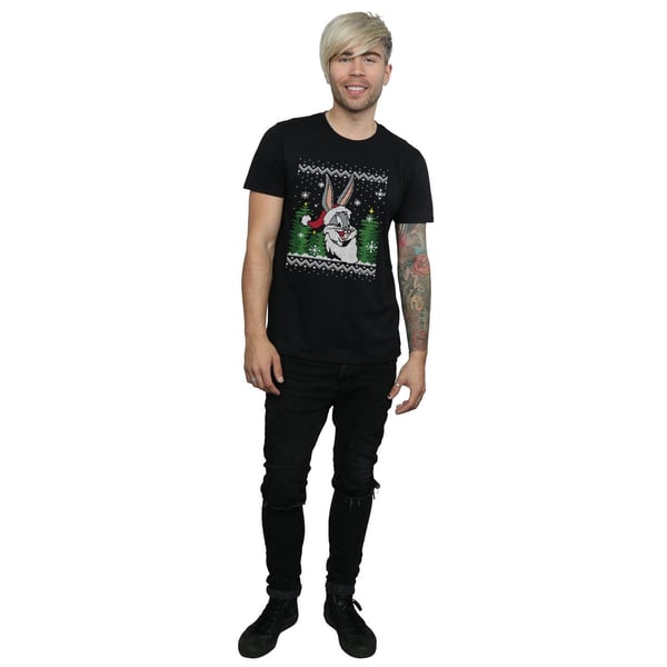 Looney Tunes Mens Bugs Bunny Christmas Fair Isle T-Shirt