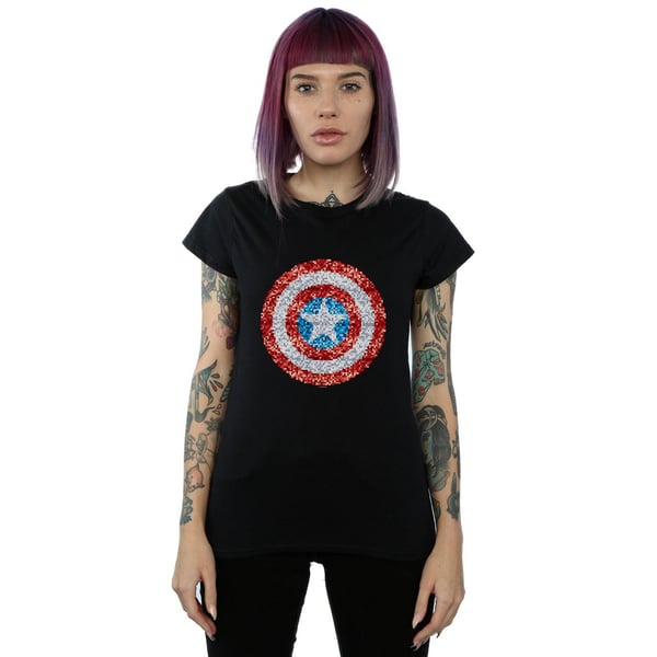 Marvel Womens/Ladies Captain America Pixelated Shield Cotton T-Shirt