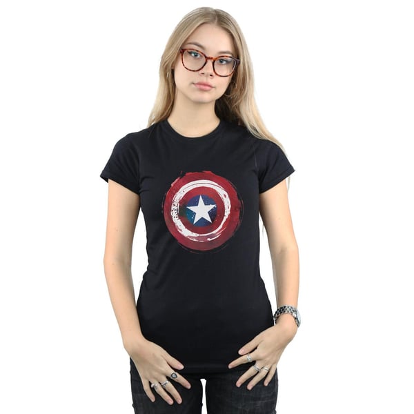 Marvel Womens/Ladies Captain America Splatter Shield Cotton T-Shirt