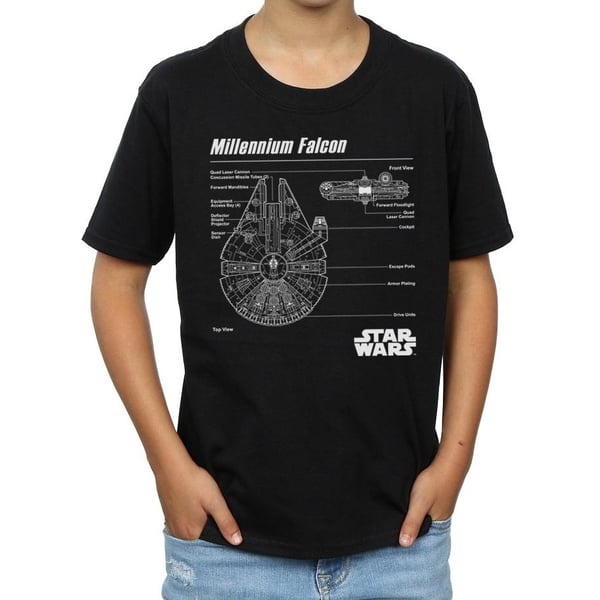 Star Wars Boys Millennium Falcon Blueprint T-Shirt