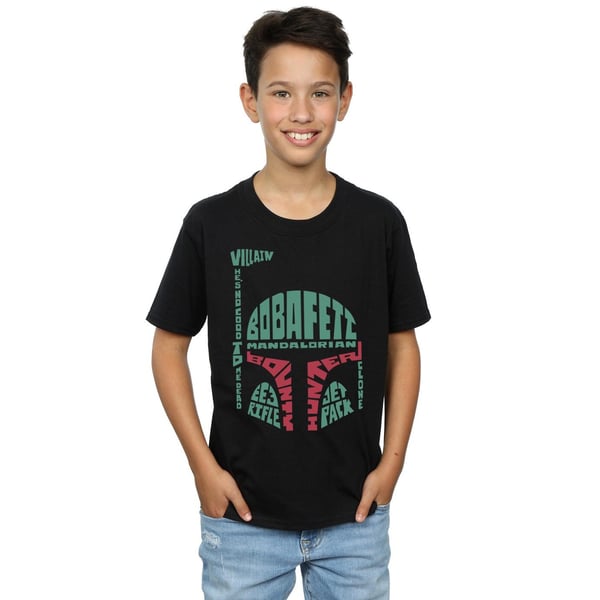 Star Wars Boys Boba Fett Text Head T-Shirt