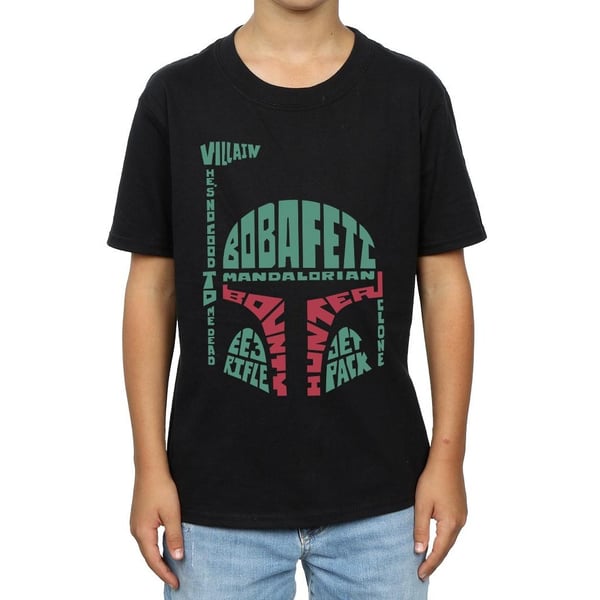 Star Wars Boys Boba Fett Text Head T-Shirt