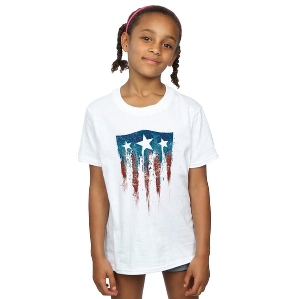 Marvel Girls Captain America Flag Shield Cotton T-Shirt