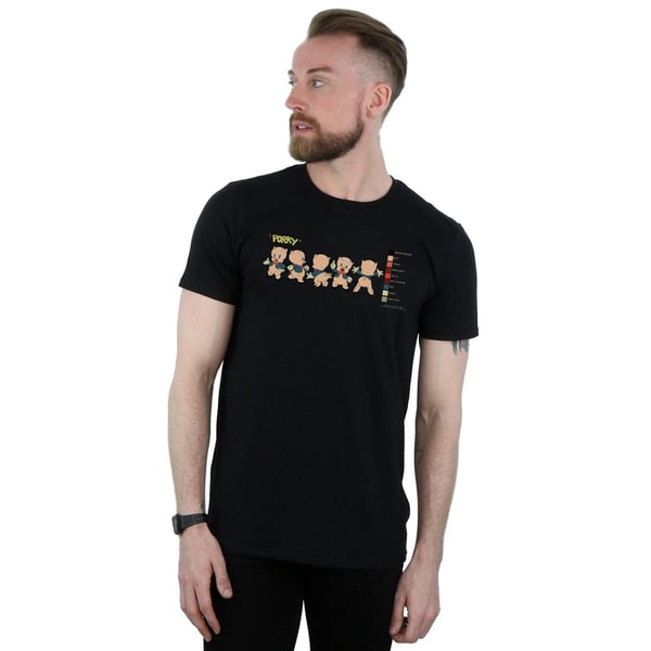 Looney Tunes Mens Porky Pig Colour Code T-Shirt