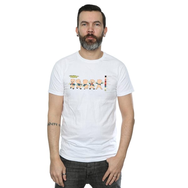 Looney Tunes Mens Porky Pig Colour Code T-Shirt