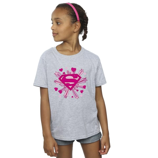 DC Comics Girls Superman Pink Hearts And Stars Logo Cotton T-Shirt