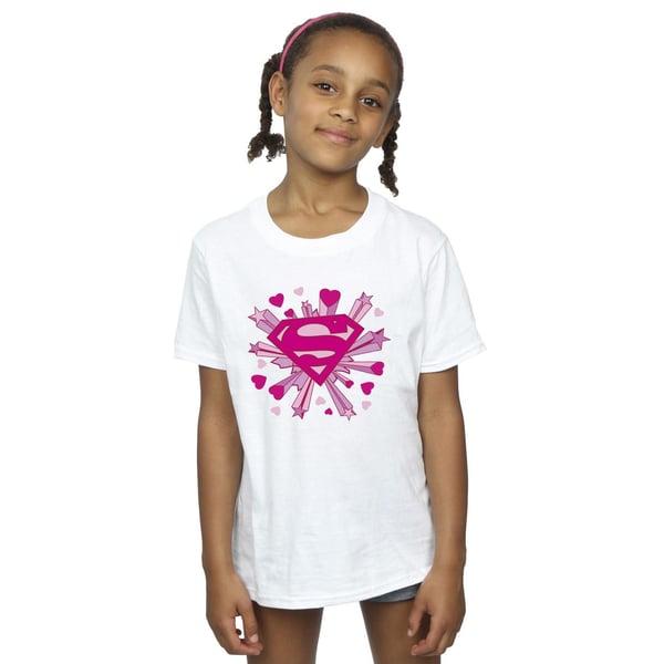 DC Comics Girls Superman Pink Hearts And Stars Logo Cotton T-Shirt