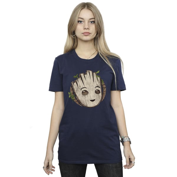 Marvel Womens/Ladies I Am Groot Wooden Head Cotton Boyfriend T-Shirt