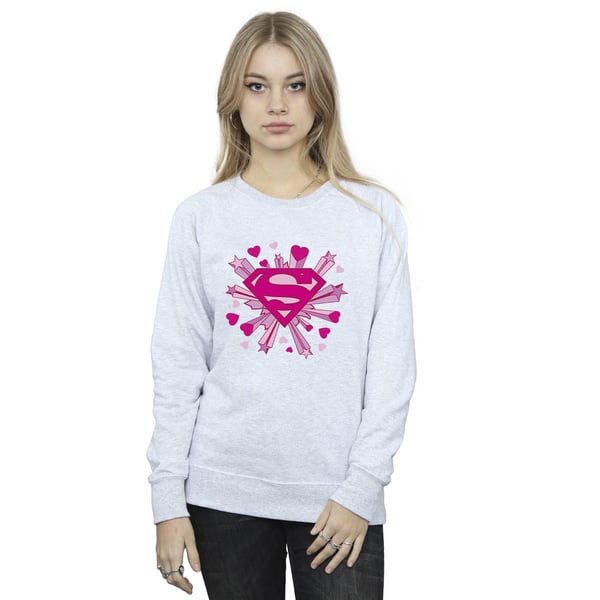 DC Comics Womens/Ladies Superman Pink Hearts And Stars Logo Sweatshirt