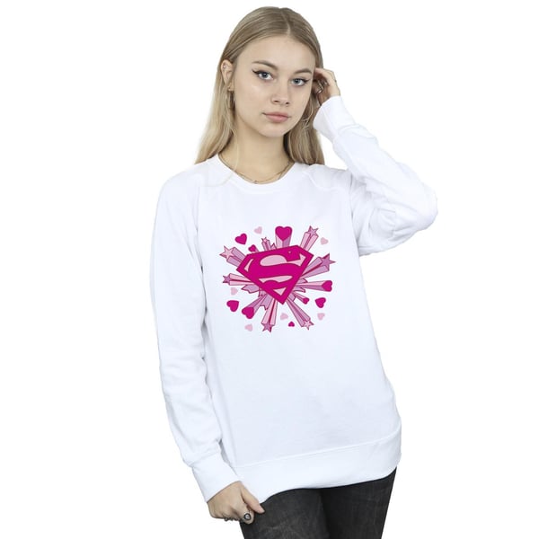 DC Comics Womens/Ladies Superman Pink Hearts And Stars Logo Sweatshirt