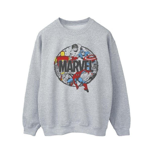 Marvel Mens Comics Character Circle Sweatshirt