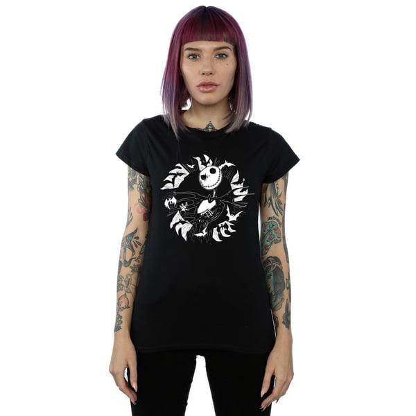 Disney Womens/Ladies Nightmare Before Christmas Jack Bat Circle Cotton T-Shirt